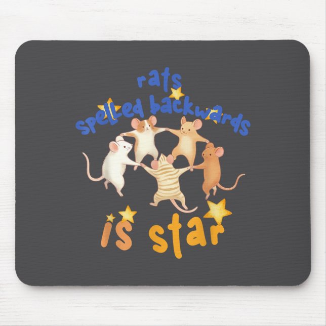 Tapis De Souris Rats Spelled Backwards Is Star Funny Rat Meme Rat  (Devant)