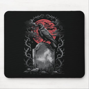 Tapis De Souris Raven Bird Gothic Raven Art Cemetery Imaginaire