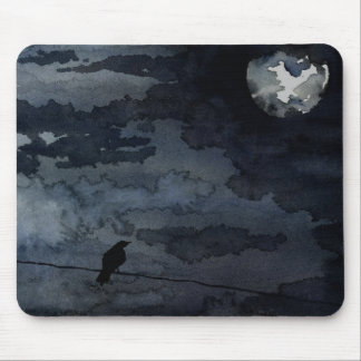 Tapis De Souris Raven éclairé par la lune - art de Pleine lune