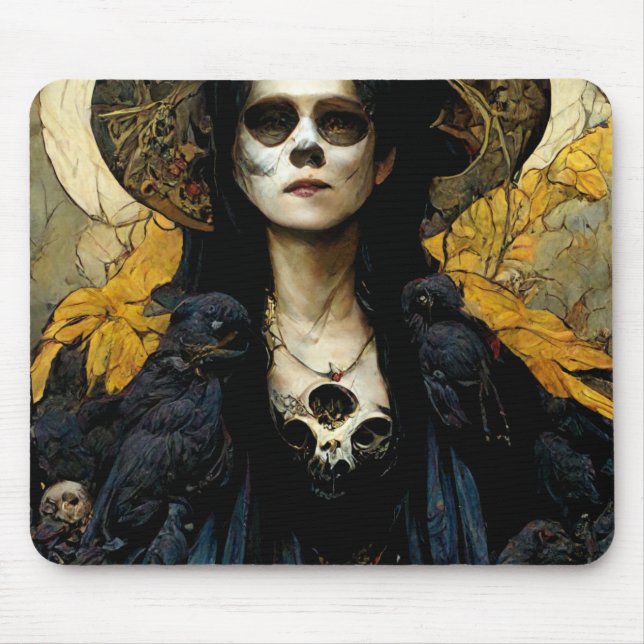 Tapis De Souris Raven Witch 3 Fantasy Horror Goth Gothic (Devant)