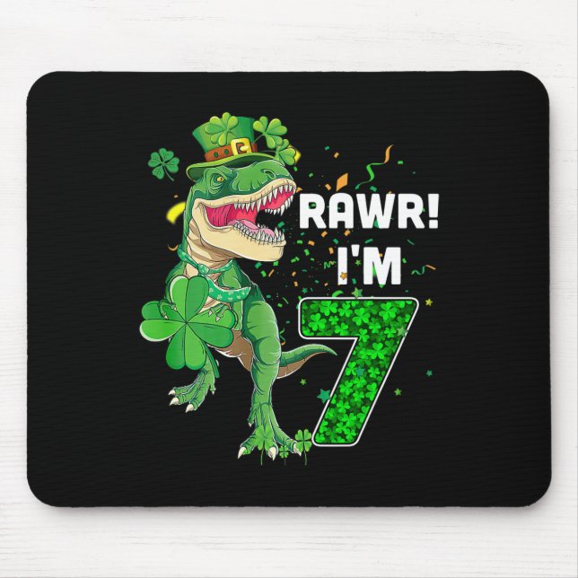 Tapis De Souris Rawr I'm 7 Birthday Years Old 2015 T Rex Dinosaur  (Devant)