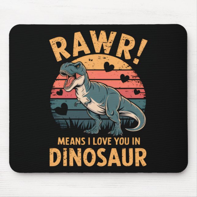 Tapis De Souris Rawr Means I Love You In Dinosaur Vintage Valentin (Devant)