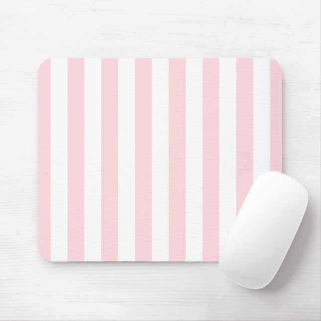 Tapis de souris rayé rose et blanc (Avec souris)