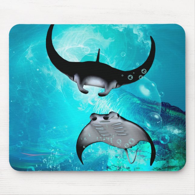 Tapis De Souris Rayons de manta impressionnants de natation (Devant)