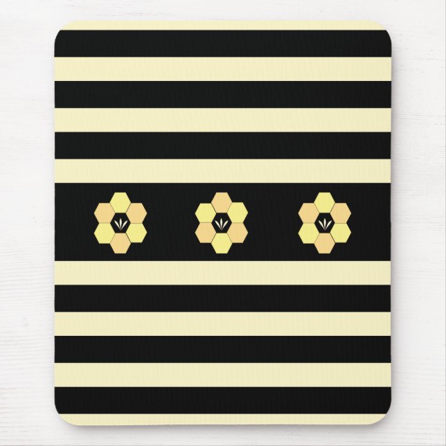 Tapis De Souris Rayons de miel sur rayures (Devant)