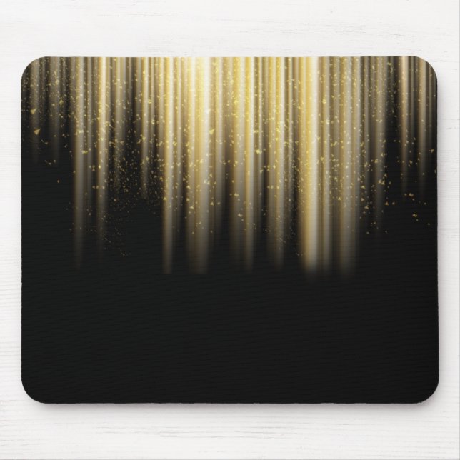 Tapis De Souris rayons de soleil dorés sur fond noir (Devant)
