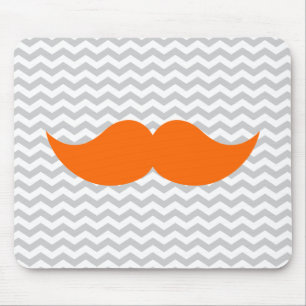 Tapis De Souris Rayure grise de Chevron de moustache orange