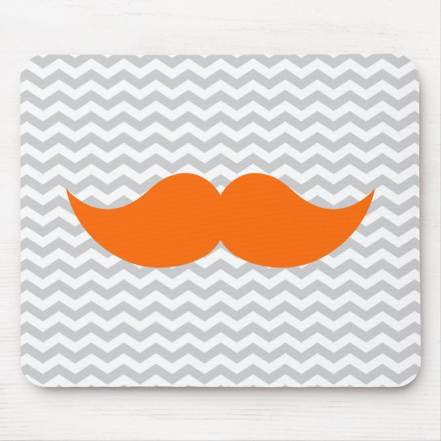 Tapis De Souris Rayure grise de Chevron de moustache orange (Devant)