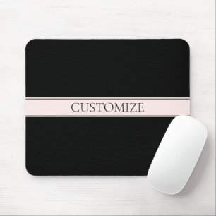 Tapis De Souris Rayure rose pâle et texte éditable élégant