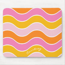 Rayure Vague Rétro Rose Orange Jaune Personnalisée