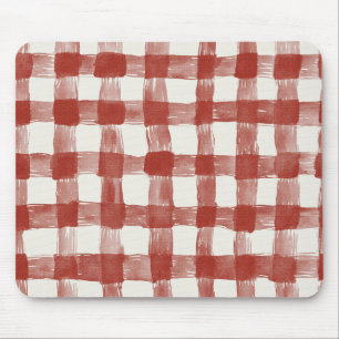 Tapis De Souris Rayures à carreaux rouges et blancs