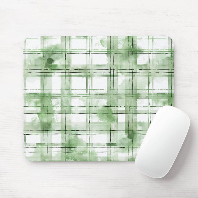 Tapis De Souris Rayures à carreaux verts blancs (Avec souris)