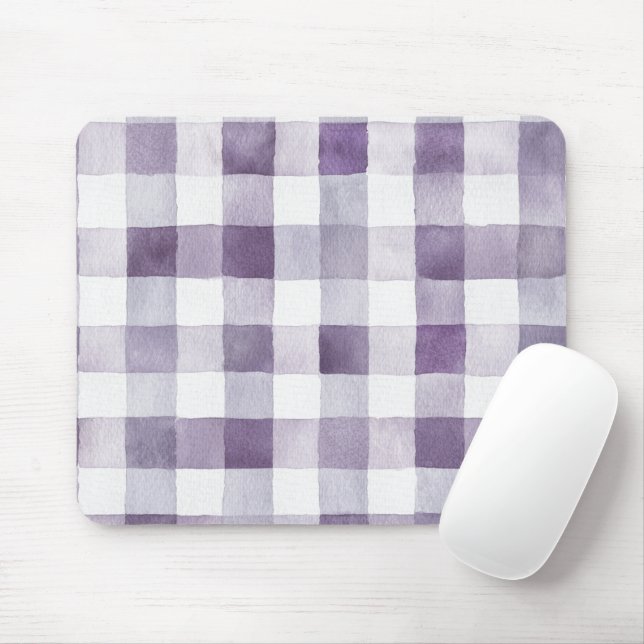 Tapis De Souris Rayures à Carreaux Violettes et Blanches (Avec souris)