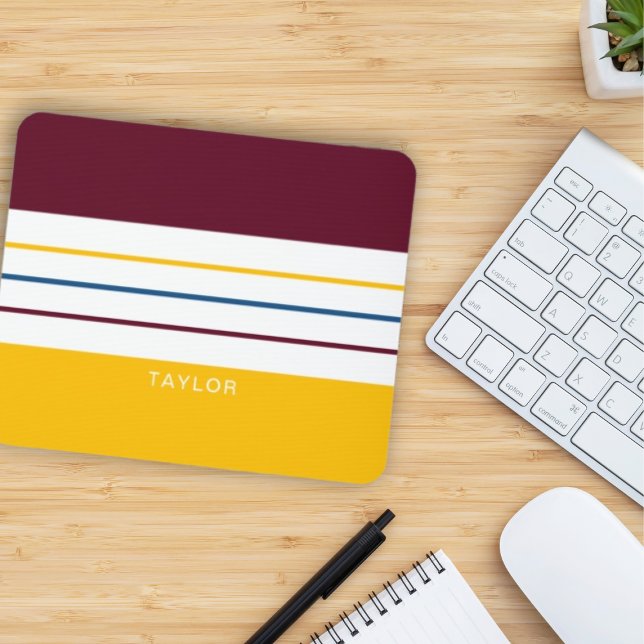 Tapis De Souris Rayures ambrées jaunes automnales (Créateur téléchargé)