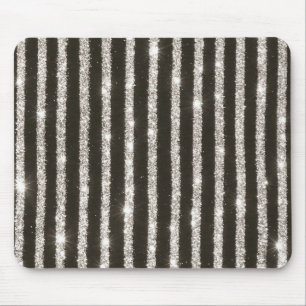 Tapis De Souris Rayures Argentées Brillantes Pailletées