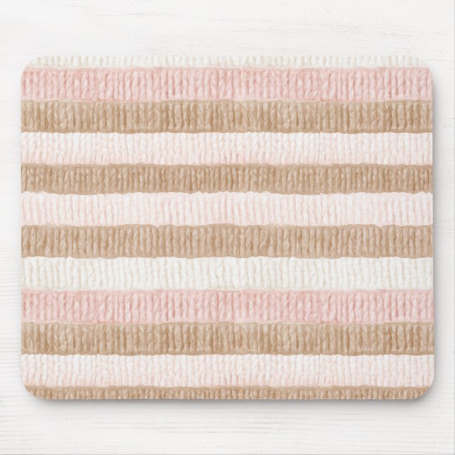 Tapis De Souris Rayures Crème Beige Rose (Devant)