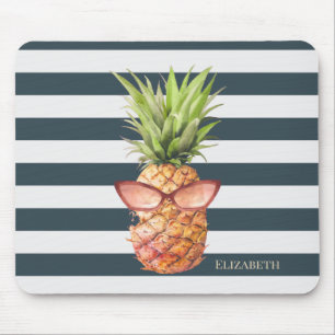 Tapis De Souris Rayures de ananas de pin modernes cool