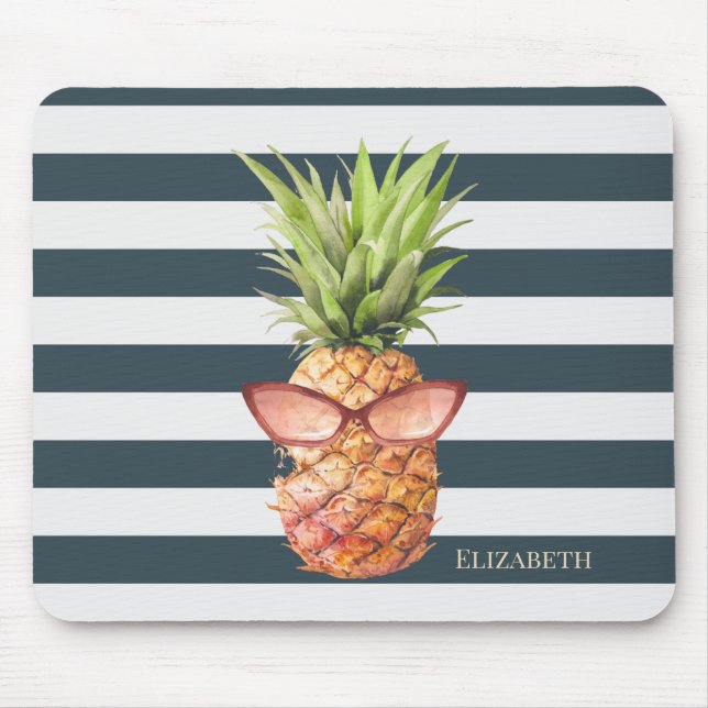 Tapis De Souris Rayures de ananas de pin modernes cool  (Devant)