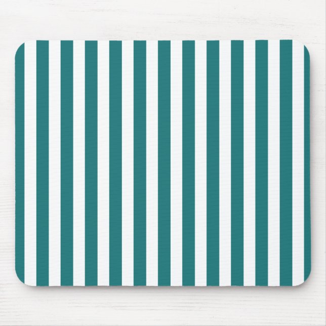 Tapis De Souris Rayures de bonbon sarcelle et blanc (Devant)