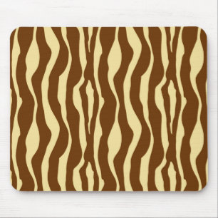Tapis De Souris Rayures de zèbre - brun chocolat et chameau Tan