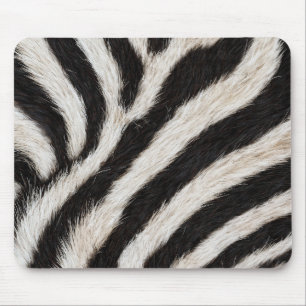 Tapis De Souris Rayures de zèbre sauvage noir blanc faux fourrure
