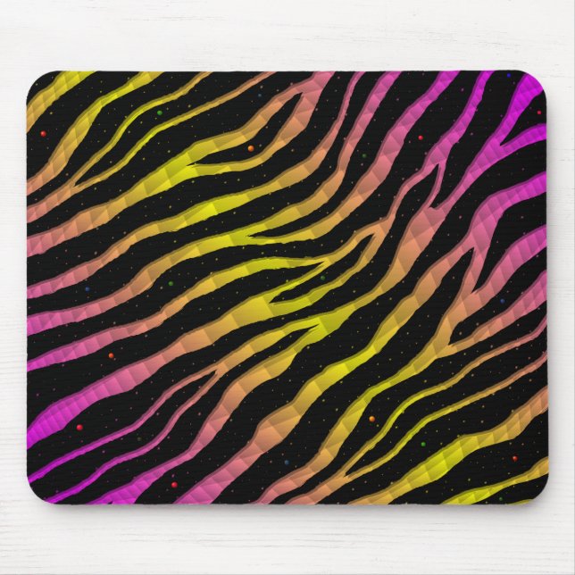 Tapis De Souris Rayures déchirées SpaceTime - Rose/Jaune (Devant)