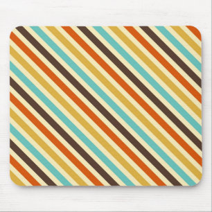 Tapis De Souris Rayures diagonales 4 Couleurs Rétro Bleu Jaune Rou
