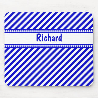 Tapis De Souris Rayures diagonales bleues et blanches