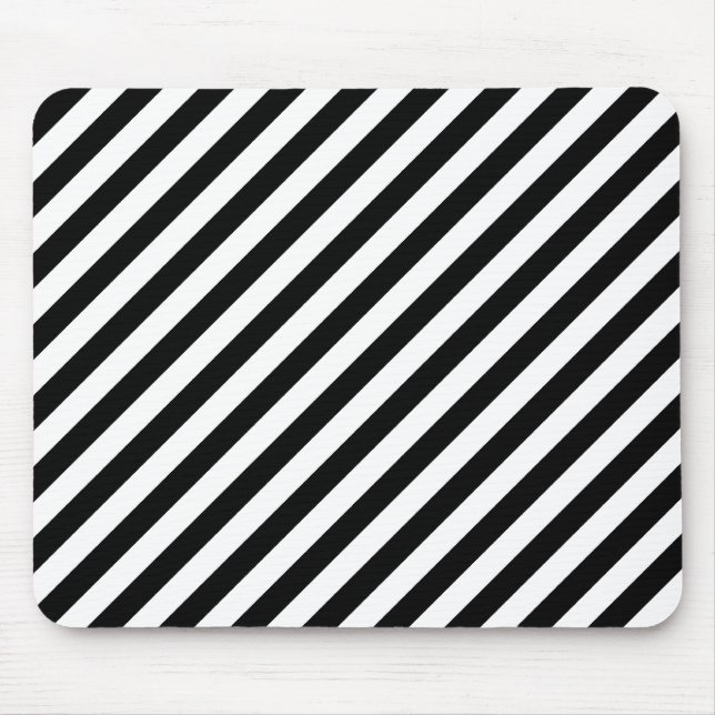 Tapis De Souris Rayures diagonales noires et blanches (Devant)