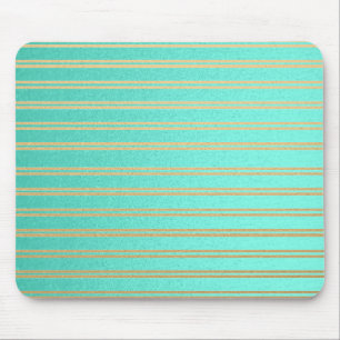 Tapis De Souris Rayures élégantes de miroitement de turquoise et