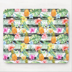 Tapis De Souris Rayures florales tropicales