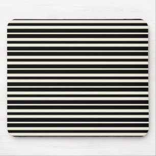 Tapis De Souris Rayures horizontales minimalistes noir et blanc