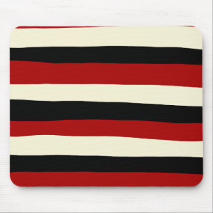 Tapis De Souris Rayures irrégulières - Rouge et Crème