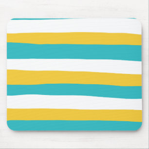 Tapis De Souris Rayures irrégulières - Turquoise et Jaune