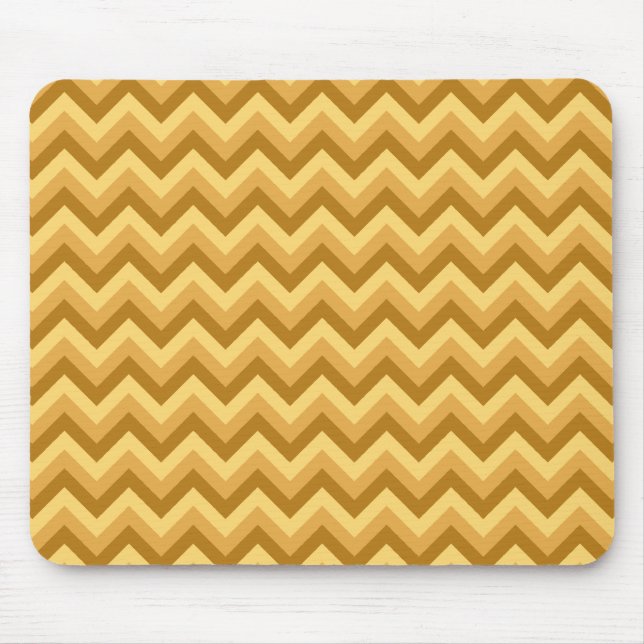 Tapis De Souris Rayures jaunes et bronzages de zigzag (Devant)