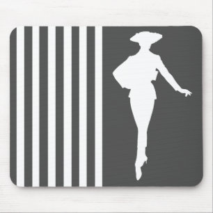 Tapis De Souris Rayures Modernes au Charbon de Bois avec Silhouett