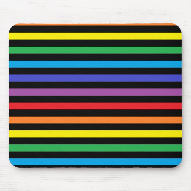 Tapis De Souris Rayures Mousepad d'arc-en-ciel et de noir (Devant)