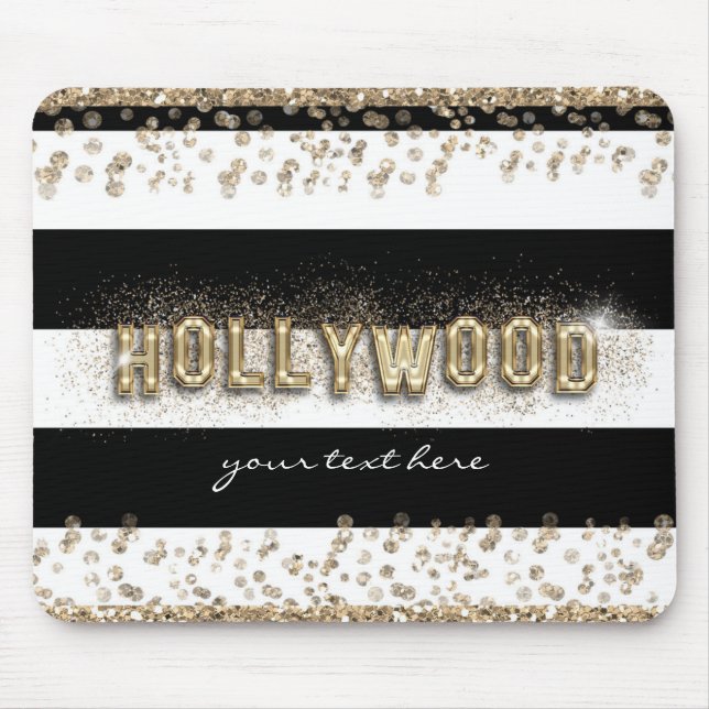 Tapis de souris rayures noir et blanc Hollywood or (Devant)