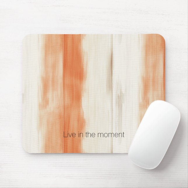 Tapis De Souris Rayures orange pêche crème (Avec souris)
