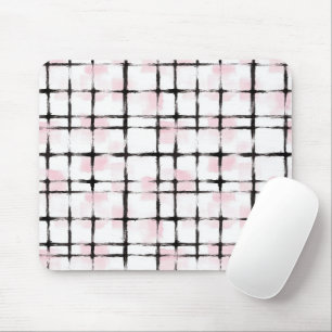 Tapis De Souris Rayures Rose Blanc Noir