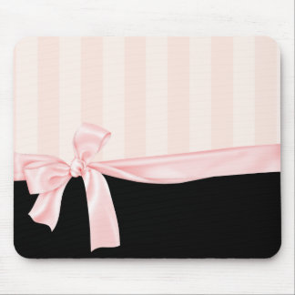 Tapis De Souris Rayures roses Girly parisiennes et arc rose-clair