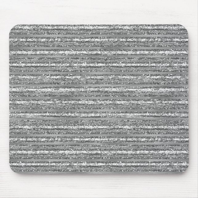 Tapis De Souris Rayures scintillantes argentées (Devant)