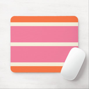 Tapis De Souris Rayures simples en rose, orange et crème
