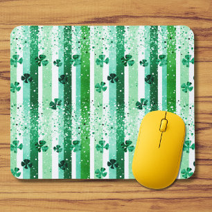 Tapis De Souris Rayures verticales blanches vertes classiques avec