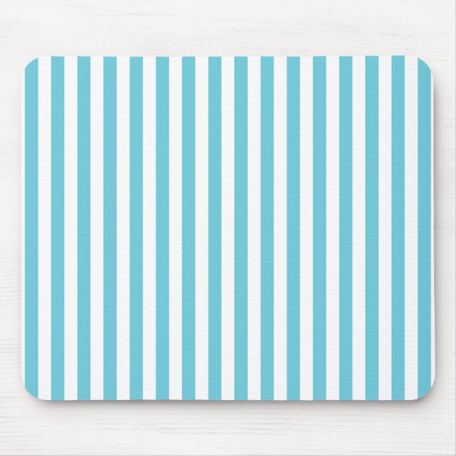 Tapis De Souris Rayures verticales classiques bleu clair et blanc (Devant)
