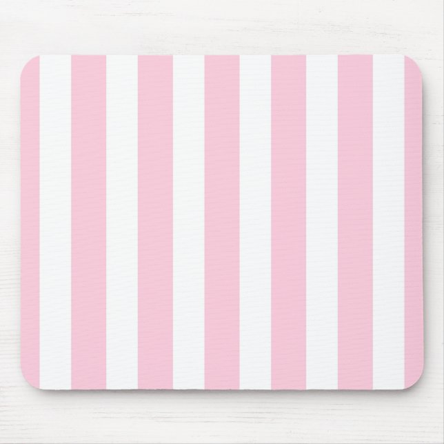 Tapis De Souris Rayures verticales rose et blanc shabby chic (Devant)