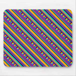 Tapis De Souris Rayures violet jaune bleu