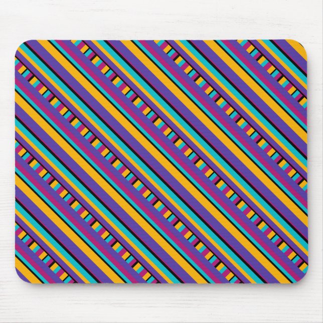 Tapis De Souris Rayures violet jaune bleu (Devant)