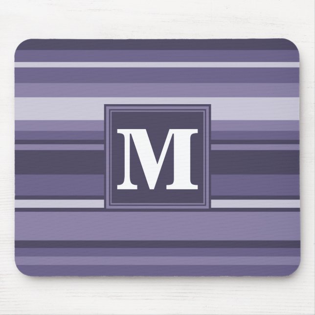 Tapis De Souris Rayures violettes de cuir monogramme (Devant)