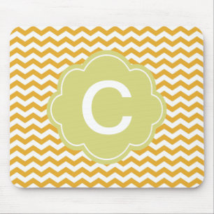 Tapis De Souris rayures zigzag en chevron jaune ensoleillé vif.